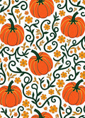 Autumn Orange Pumpkin Floral Swirl Rug