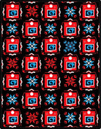Bold Red Blue Square Medallion Rug