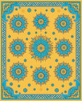 Golden Yellow Floral Medallion Border Rug