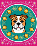 Charming Dog Teal Floral Ornament Circle Rug