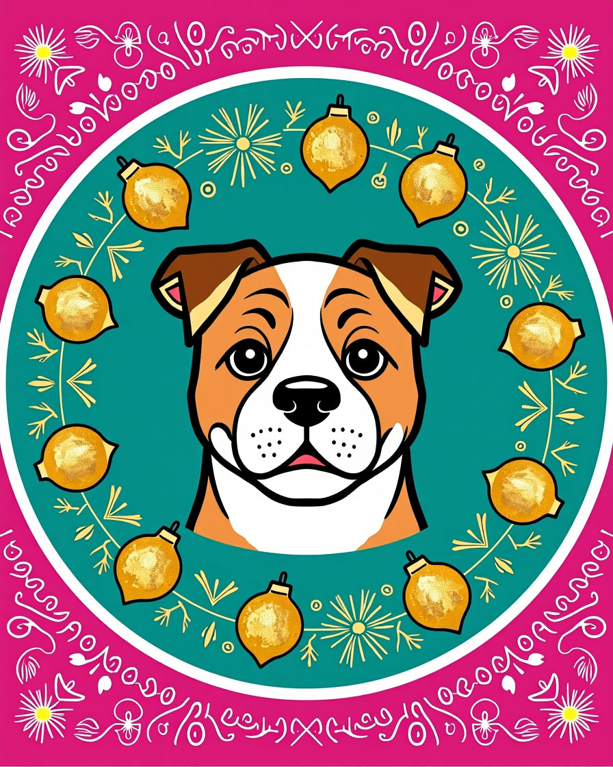 Charming Dog Teal Floral Ornament Circle Rug