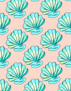 Coastal Turquoise Seashell Repeat Rug