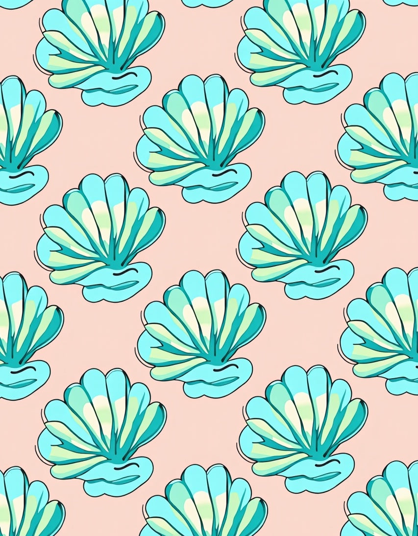 Coastal Turquoise Seashell Repeat Rug