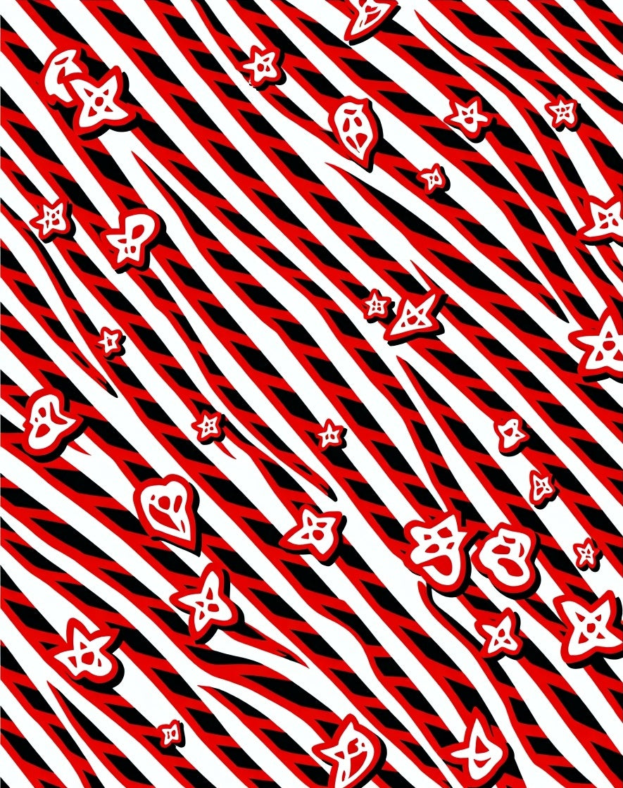 Bold Red White Starburst Stripes Rug
