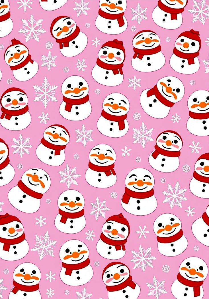 Pink Snowman With Red Scarf Collection Rug