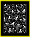 Whimsical White Octopus Swirl Black Rug