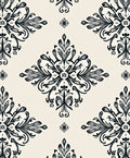 Black Ivory Floral Damask Medallion Rug