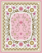 Romantic Pink Floral Garden Scroll Rug