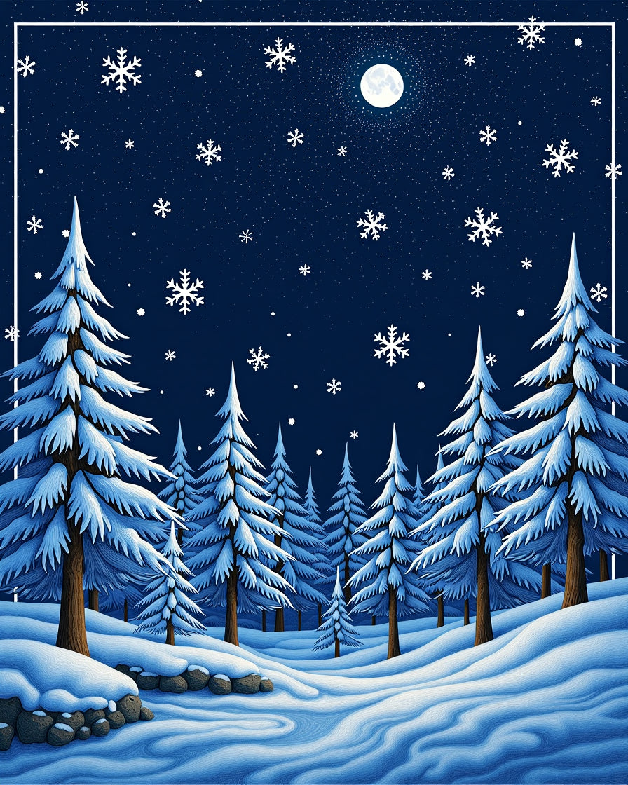 Winter Wonderland Snowy Pine Forest Rug