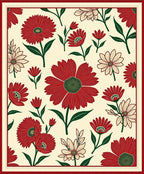 Crimson Floral Blossom Garden Rug