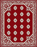 Crimson Lattice Bloom Border Rug