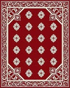 Crimson Lattice Bloom Border Rug