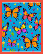 Vibrant Whimsical Butterfly Garden Rug