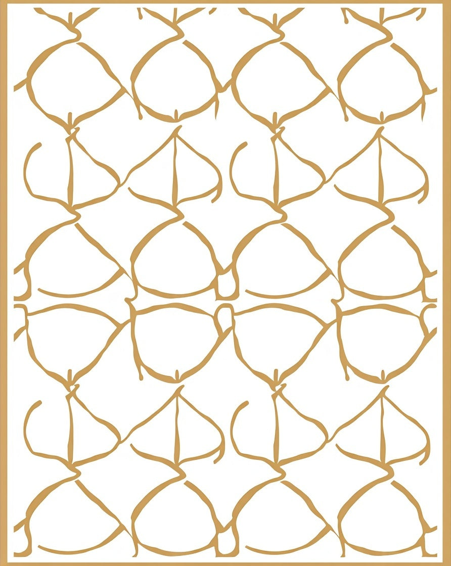 Golden Interlocking Vine Swirl Rug