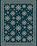 Cream Snowflakes On Dark Teal Background Rug