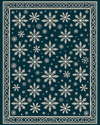 Cream Snowflakes On Dark Teal Background Rug