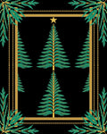 Green Pine Trees Gold Border Rug