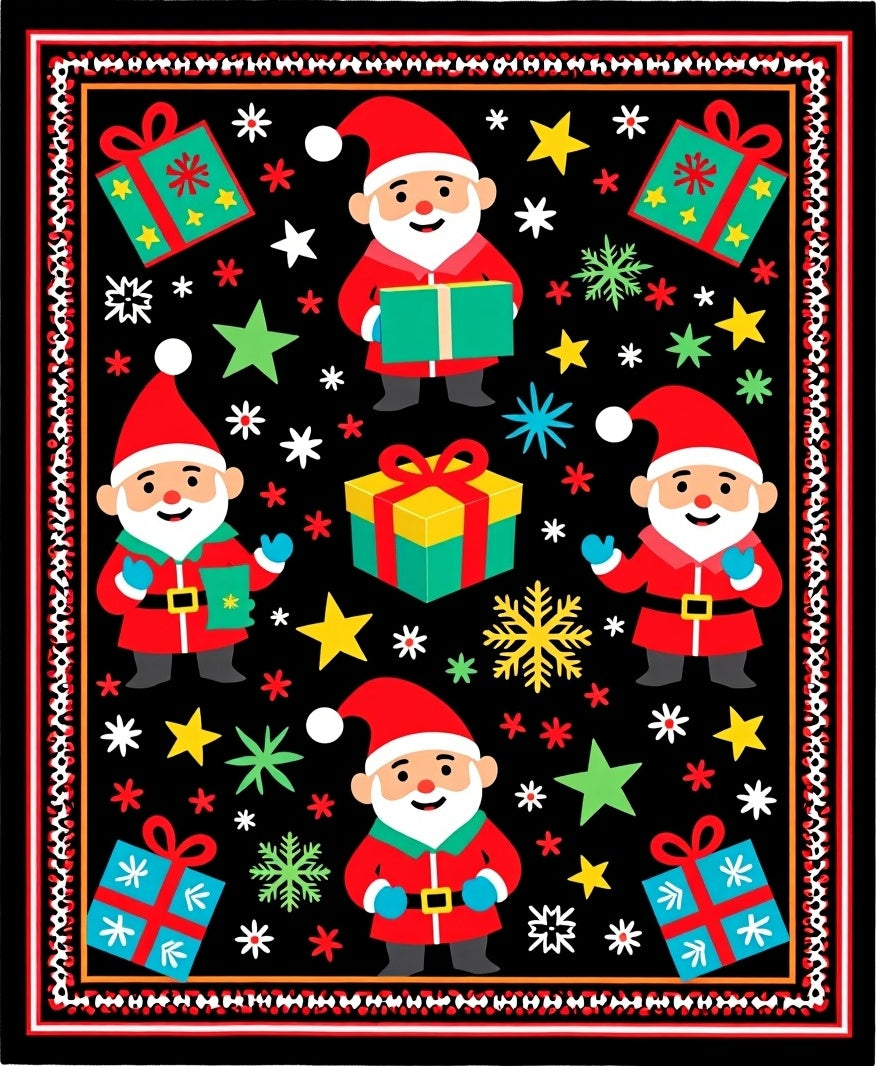 Cute Santa Gifts Stars Snowflakes Rug