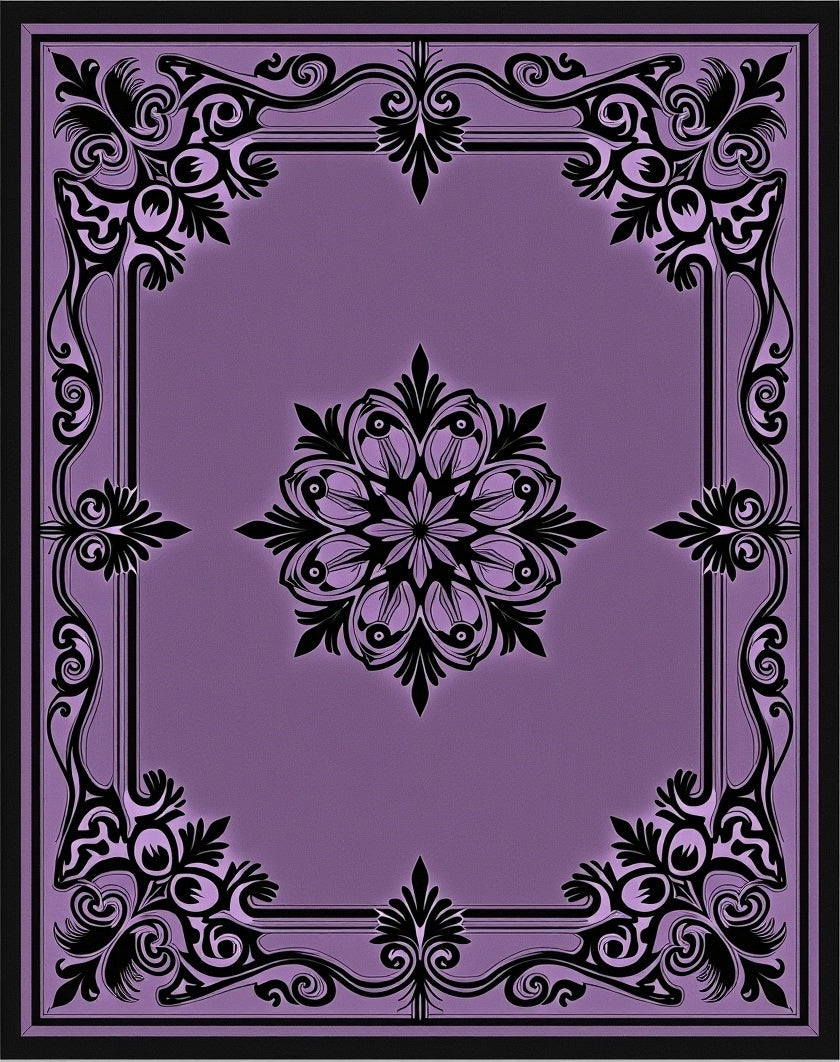 Elegant Lilac Floral Medallion Border Rug