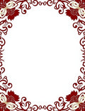 Crimson Floral Swirl Border Rug