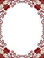 Crimson Floral Swirl Border Rug
