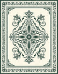 Dark Green Floral Medallion Cream Rug