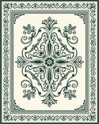 Dark Green Floral Medallion Cream Rug