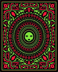 Radical Neon Green Red Mandala Rug