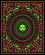 Radical Neon Green Red Mandala Rug