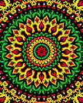 Vibrant Red Yellow Green Mandala Rug