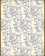 Pastel Blue Floral Swirlery Tapestry Rug