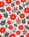 Vibrant Scarlet Floral Foliage Garland Rug