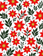 Vibrant Scarlet Floral Foliage Garland Rug
