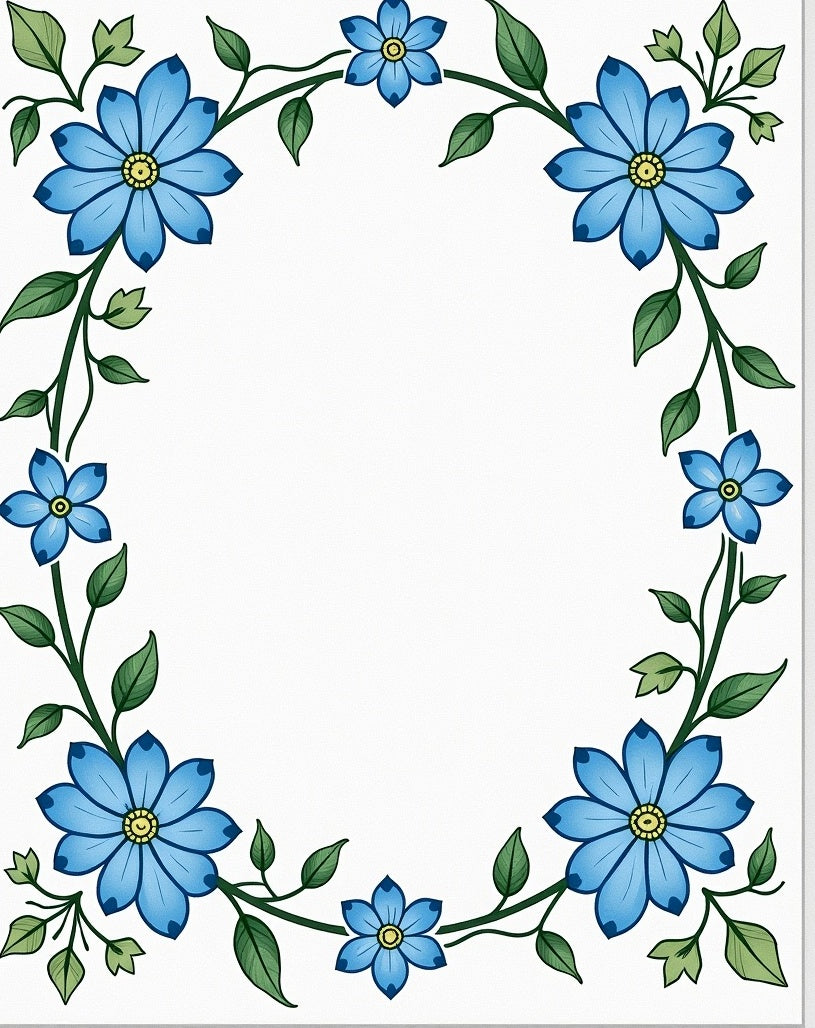 Blue Floral Vine Wreath Rug