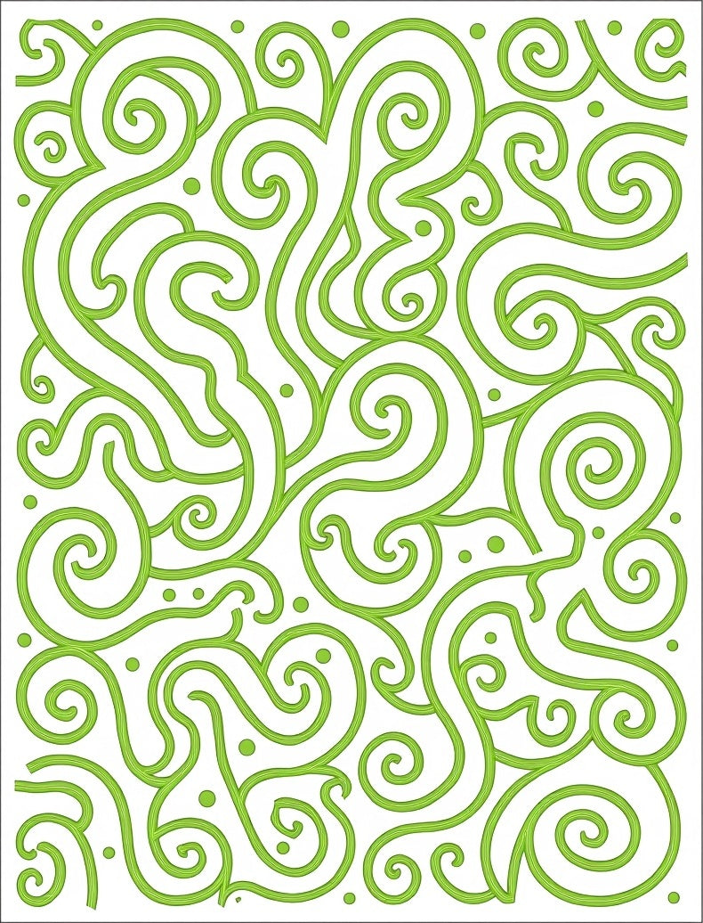 Lively Lime Swirl Curlicue Art Rug