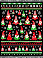 Whimsical Red And Green Gnome Snowflakes Rug