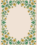 Yellow Floral Garden Vine Border Cream Rug