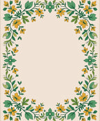 Yellow Floral Garden Vine Border Cream Rug