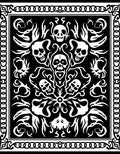Dark Skull Swirls Black Border Rug