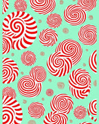 Red White Swirl Lollipop Medallion Rug