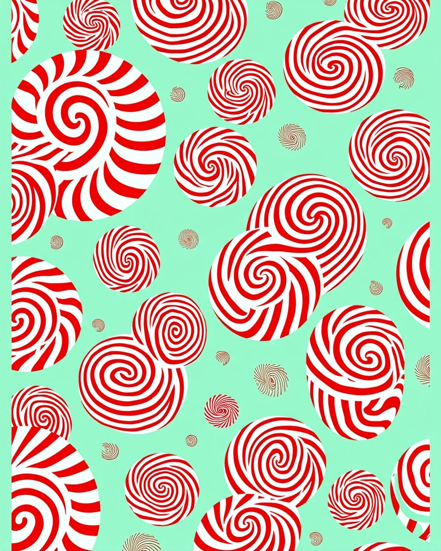 Red White Swirl Lollipop Medallion Rug