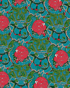 Art Deco Red Abstract Floral Vines Rug