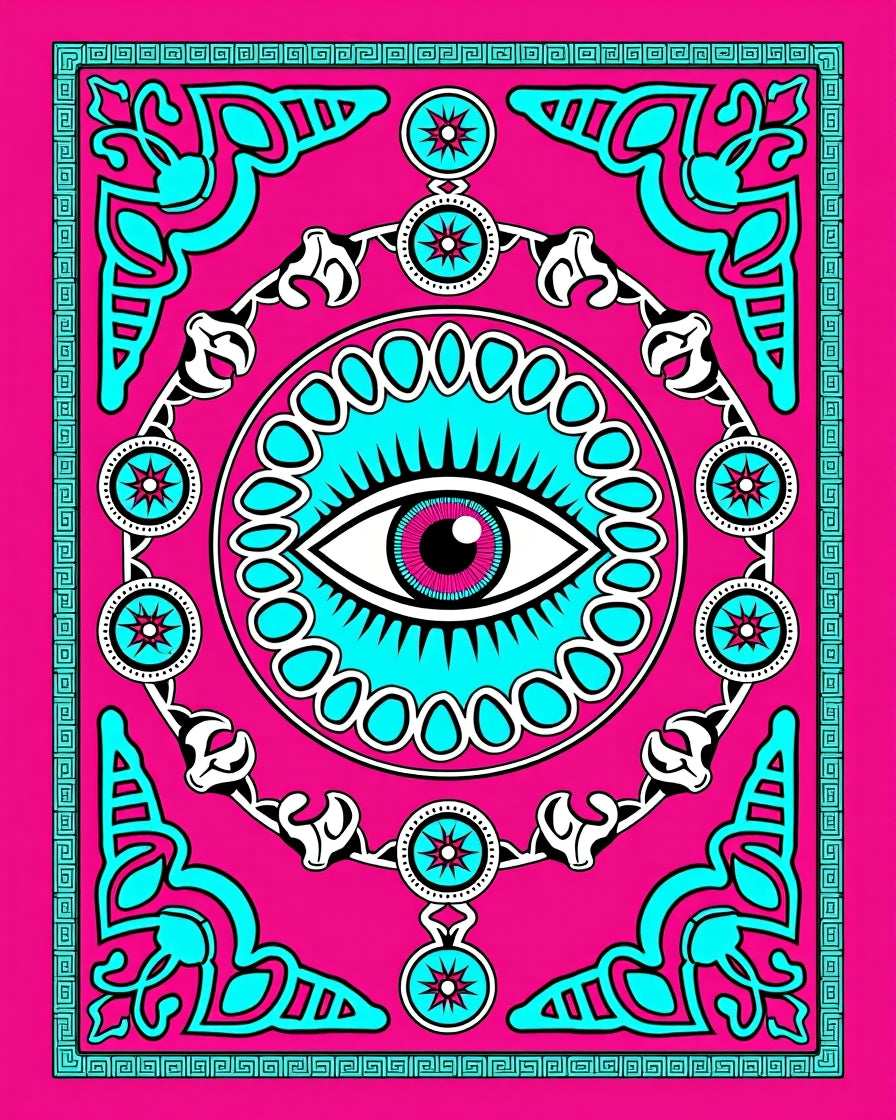 Hot Pink Eye Medallion Rug