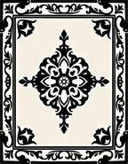 Classic Black Ivory Medallion Border Rug