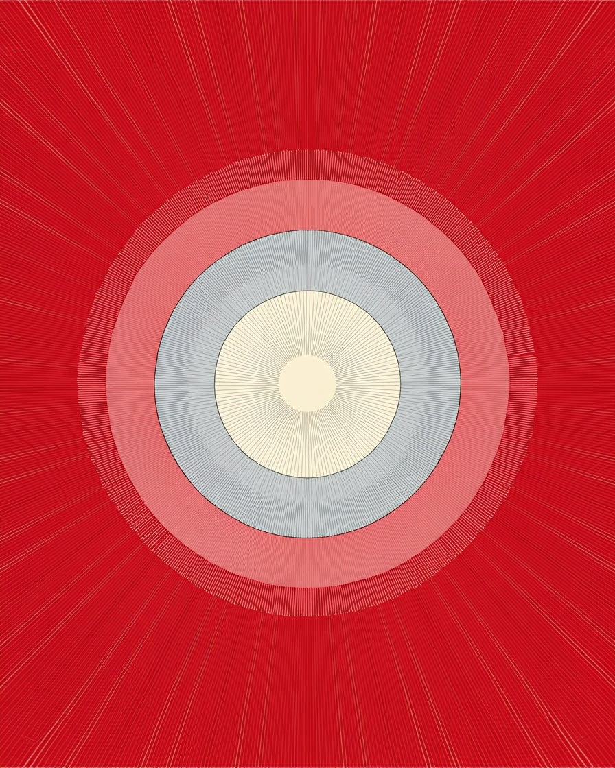 Radiant Red Concentric Circles Rug