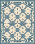 Classic Blue Floral Lattice Border Rug
