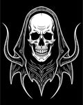 White Skull Grim Reaper Hooded Figure Rug