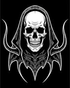 White Skull Grim Reaper Hooded Figure Rug