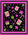 Neon Christmas Objects Black Pink Border Rug