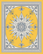 Golden Yellow Floral Sunburst Medallion Rug